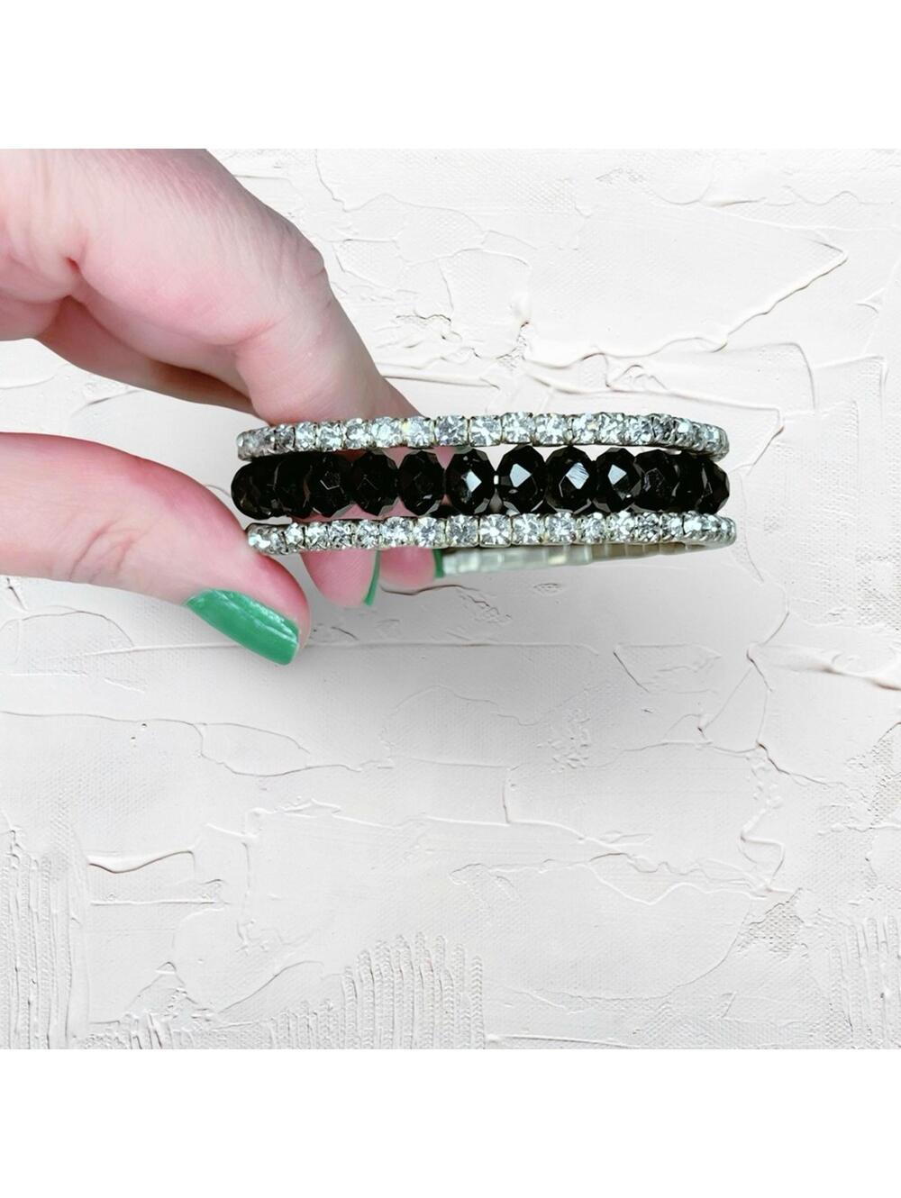 219. Glass Black Bling Wrap Women's Bracelet